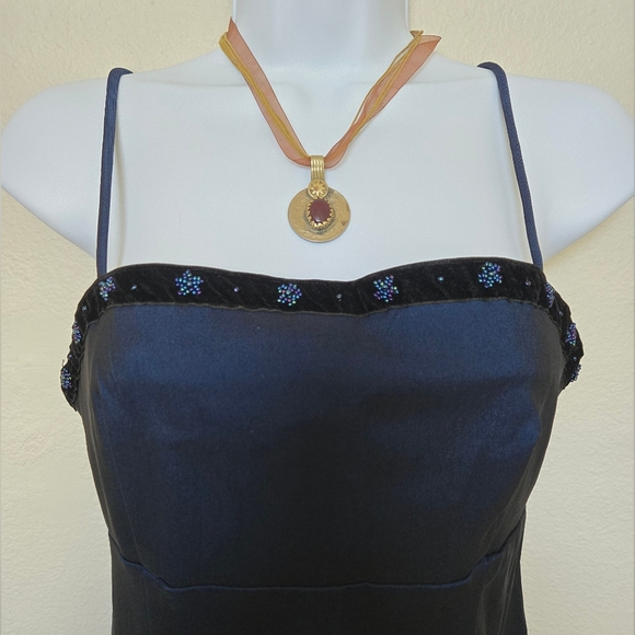 Rampage Vintage 90s Blue Prom Evening Party Dress Spaghetti Straps - Picture 3 of 9